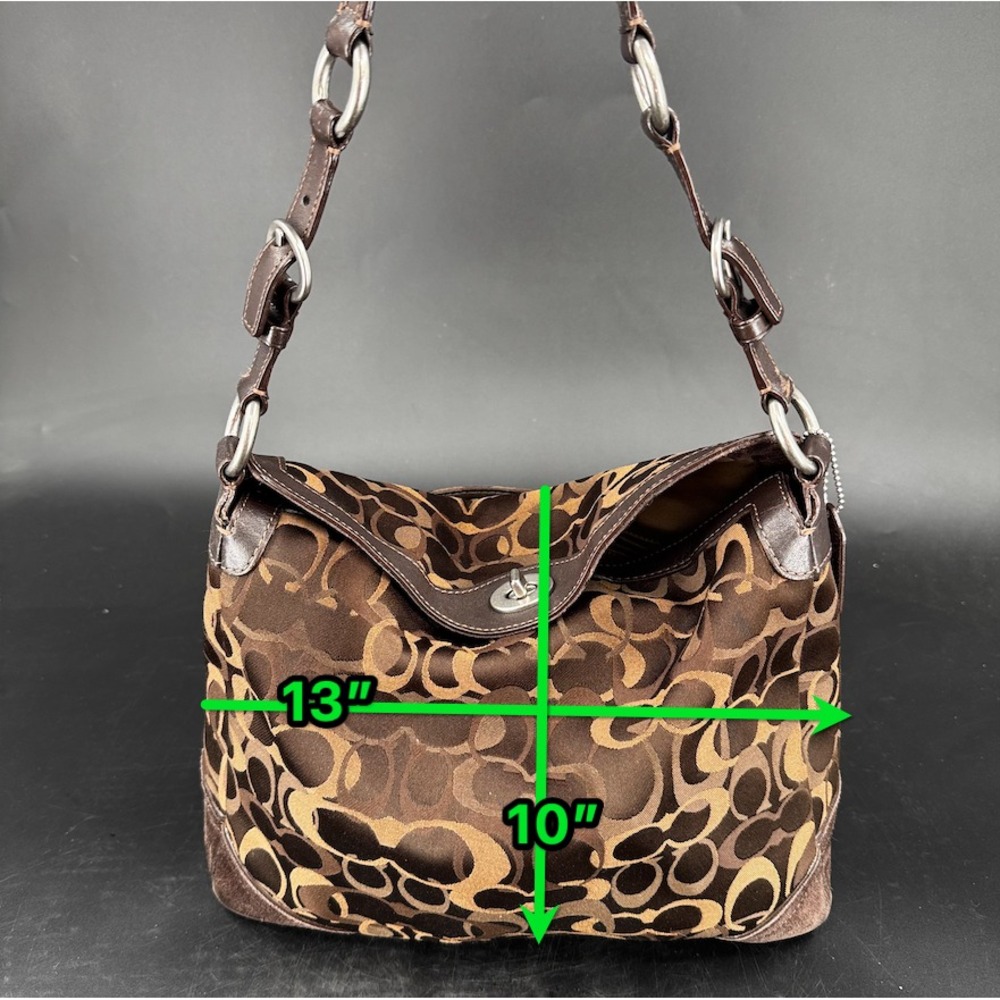 Coach Chelsea Signature Leather Handbag Purse WOMENS Brown Turn Lock Close - Picture 3 of 10